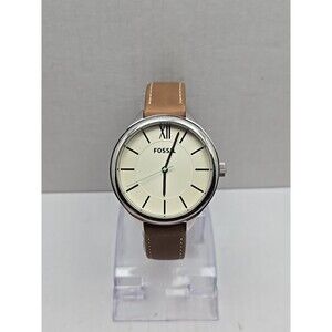 Fossil Suitor BQ3083 Womens Quartz Watch Cream Dial Brown Leather New Battery